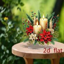 2D Flat Design Bohemian Style Christmas Candle Pattern 5D Diamond Painting Acrylic Display Set - The Candle Pattern Is Great For DIY Enthusiasts And Beginners, Home Wall Decor And Birthday Gifts, Holiday Home Decor | Bohemian Style |