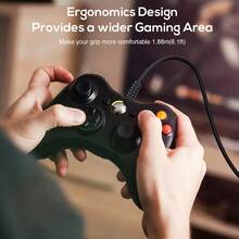 X360 Wired Controller, USB Wired Gamepad Joystick With Improved Dual Vibration And Ergonomic Design For X-Box 360 & Slim & PC 7/8/10(Black) ,PC Gamepad,Multi Colored Wired Game Controllers - 黑色 - 查看 9