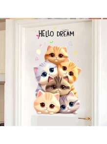 1pc Wall Stickers Cute Cat Stickers 17.7*11.8 Inches Waterproof Dustproof PVC Stickers Materials Removable Wear-Resistant Self-Adhesive Easy-To-Tear Stickers Suitable For Wall Decoration Bedroom Living Room Home Decoration Self-Adhesive Wall Stickers Home Decoration Make Your Life A New Look Holiday Decoration Stickers Birthday Graduation Gifts Room Decor Personalised Stickers
