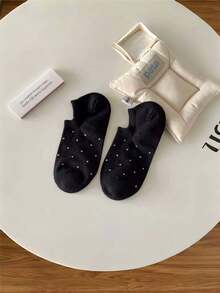 10/6/4双女士中筒袜，面料设计波尔卡圆点踝袜，适合所有季节，颜色随机