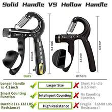 Set de 2 entrenadores de agarre de fuerza FLYFE de plástico, con 50-500 libras de resistencia ajustable, fortalecedor de antebrazo y apretador de mano para construcción muscular y recuperación de lesiones - Negro - Ver 2