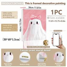 1pc, Canvas Wall Art, Framed Art Decor, Waterproof, Vintage Pink Bow Spooky, Halloween Children's Room Decor, Spooky In Pink Bathtub, Edgy Fashion Home Decor, Cute And Charming Spooky Paintings, Fall Decor, Halloween Decor, Room Decor, Dorm Room Decor, Bedroom Home, Wall Decor, Back To School Decor, School Dorm Decor, Bathroom Decor