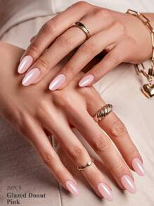Autocollants de gel pour ongles précuits | 20 autocollants de gel pour ongles roses à paillettes | Le kit d'art pour ongles en gel semi-cuit convient pour la décoration des ongles à la maison