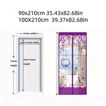 1 Set Magnetic Mosquito Door Curtain | Summer Fly Screen With Floral Butterfly Pattern, Easy Installation - Effectively Blocks Mosquitoes And Repels Insects, 1 Piece Magnetic Mesh Curtain With Push Pins, Mosquito Proof - Multicolor - View 5