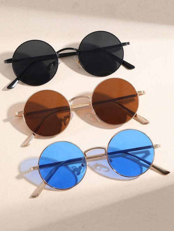 1 Stück/3 Stücke Herren Metall Vollrahmen Runde Dünner Rahmen Vintage Elegante Mode Brille, geeignet für tägliche Fahrten, Outfit Kombinationen, Fotografie, Outdoor Urlaub, auch ein tolles Geschenk zum Schulanfang, perfekt für Halloween, Weihnachten, Ostern, Valentinstag, Unabhängigkeitstag, Erntedankfest, Neujahr