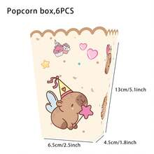 6 Pcs Capybara Popcorn Box Birthday Party Popcorn Box Boxes Candy Cookie Container Decorations Gifts Birthday Party Supplies