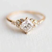 Delicate Women's Fashion Zirconia Wedding Waterdrop Ring Wedding Band Anniversary Gift Party Valentine's Day Engagement Women Jewelry - 金色 - 查看 2