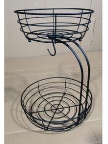2-Tier Fruit Basket Bowl With Banana Hangers For Kitchen Counter, Fruits Stand Holder Organizer, Detachable Organizer For Vegetable And Fruit Bread Snack Produce Storag, Christmas, Festival, New Year's Gift - 黑色 - 查看 2