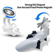 Compatible With PS5 Controller Phone Mount – Adjustable Mobile Phone Holder Clip Compatible With Playstation 5 Dualsense, Magnetic Gaming Clip Compatible With IPhone & Android – Ergonomic Design, Ultra-Strong Magnets, 360° Rotation - 白色 - 查看 9