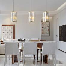 YQYYFC Modern Pendant Light Chrome Rectangle Pendant Lighting Mini Crystal Chandeliers Adjustable Pendant Light Fixture For Kitchen Island Dinning Room Living Room Corridor Bedroom(Chrome 1-Pack) - Chrome - 查看 2