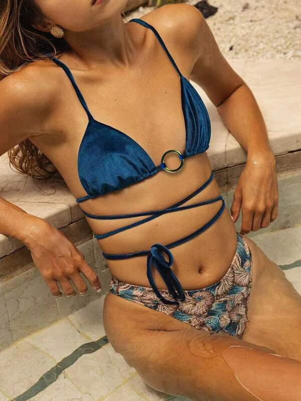 Set de 2 bikinis de tiras con espalda descubierta, elegantes, casuales y sexys, para vacaciones en la playa en verano