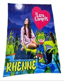 Frazada Viaje Lara Campos y Rhenne  Ultra Suave Cobija Individual ! Lara Campos Rana Rene y Lara Campos - Azul - Ver 1