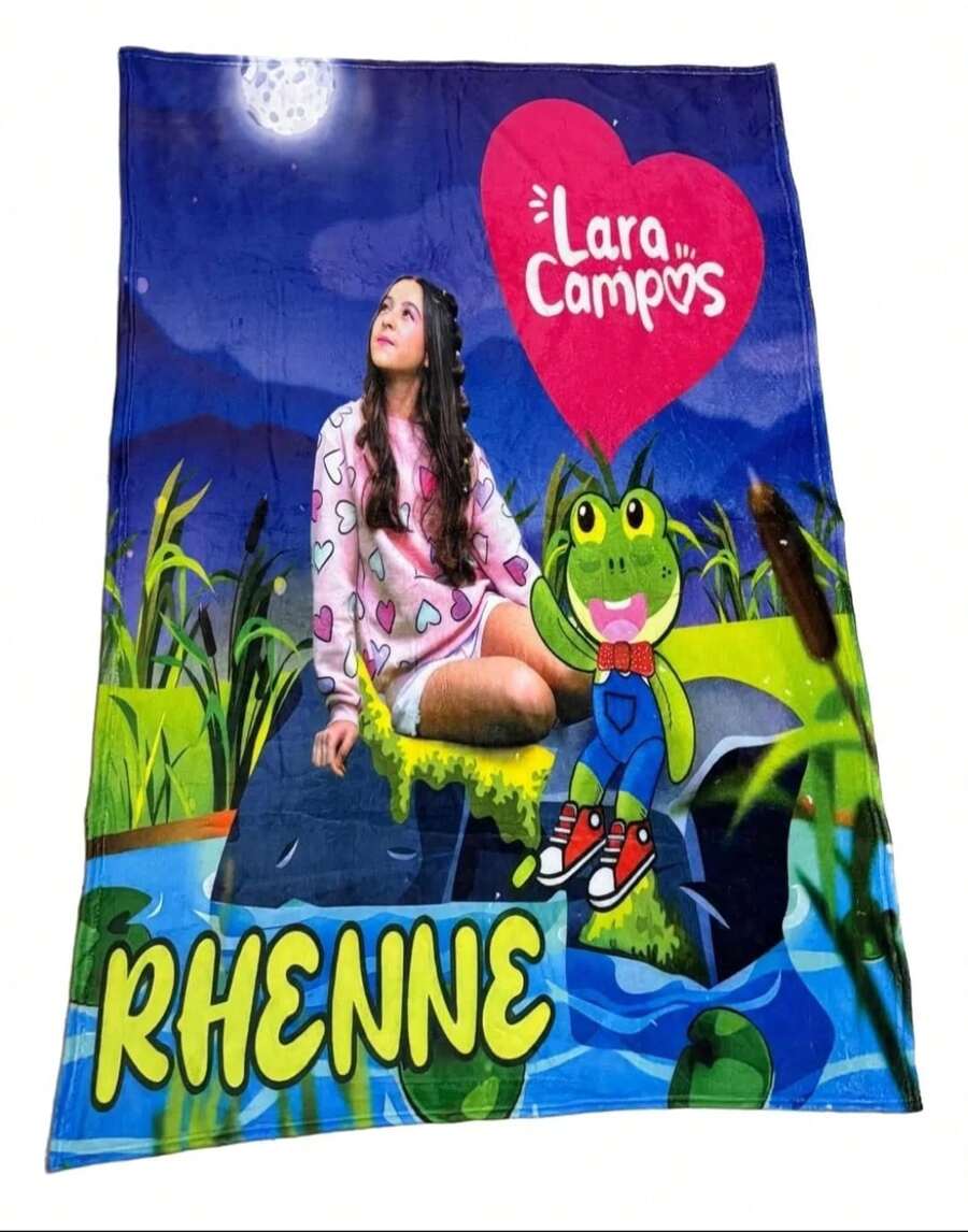 Frazada Viaje Lara Campos y Rhenne  Ultra Suave Cobija Individual ! Lara Campos Rana Rene y Lara Campos - Azul - Ver 1