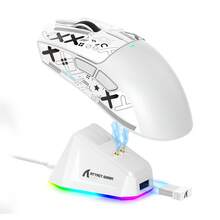 ATTACK SHARK X11 Lekka bezprzewodowa mysz do gier z dokiem ładującym RGB, trzy tryby - 2.4G/USB-C przewodowa/BT, 22 tys. DPI, czujnik optyczny PAW3311, przełącznik HUYU, 5 programowalnych przycisków do komputera PC/