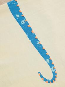 1 Áo thun cổ tròn tay ngắn in hình khủng long hoạt hình thường ngày cho trẻ em, thời trang xuân/hè - Màu be - Xem 6