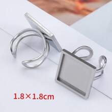 4 anéis ajustáveis de aço inoxidável, diâmetro interno de 10-25 mm, cor dourada, base com pedras preciosas, bandejas redondas, quadradas e retangulares, adequados para joias DIY