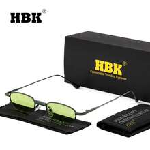 HBK 男士新款时尚眼镜,椭圆形小镜框设计,日常配饰,摄影道具,生日礼物,全套包装 - K39898 - 查看 7