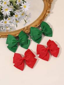 4 piezas Ganchos para el cabello con lazos de tela verde y roja para niñas, pasadores de cocodrilo con lazos, accesorios de moda para el cabello para adolescentes, regalos para uso diario