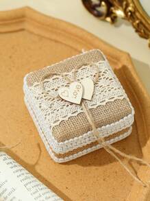 1PC New Handheld Huangma Cloth Ring Box Western Wedding Flower Girl Handheld Ring Pillow Valentine's Day Confession