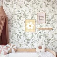 1 Cuộn Giấy Dán Tường Họa Tiết Lá Màu Nước Thanh Lịch, Có Thể Tháo Gỡ Và Tái Sử Dụng, Tranh Dán Tường Nền Màu Sáng Đẹp Mắt, Thích Hợp Để Trang Trí Phòng Ngủ, Phòng Khách, Hành Lang, Trang Trí Nhà Cửa, Tranh Dán Tường Tự Dính. - trắng - Xem 4