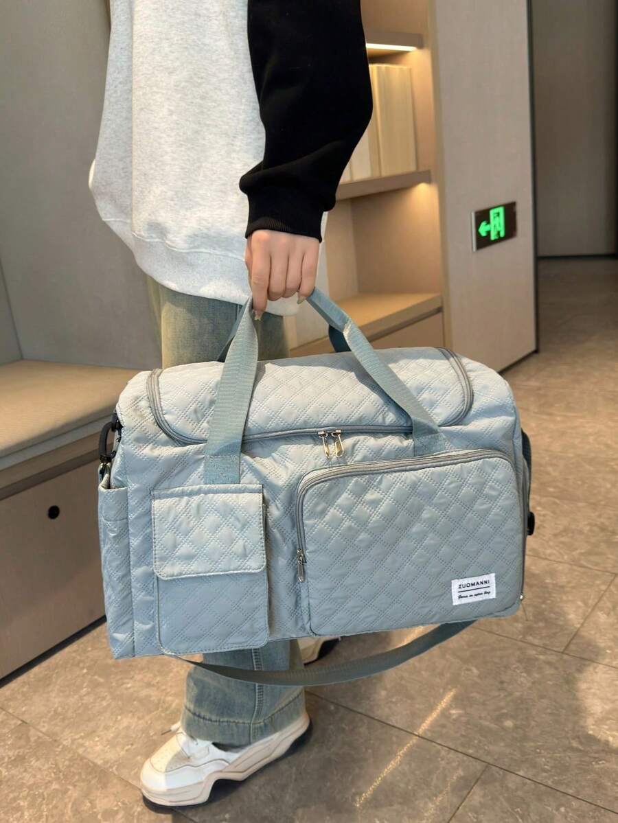 1 件全新大容量旅行包，短途旅行行李包，豹纹健身包，运动风格休闲女士手提包，适合孕妇、产后、度假，防水，带独立鞋隔层，可随身携带，适合学校、学校配件、学校用品