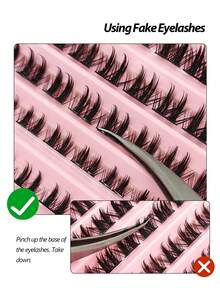 Asiteo 100 sợi mi giả D-Curl, kiểu dáng tự nhiên, độ dài hỗn hợp 8-16mm, mềm mại và bông xốp, mỏng như lông chồn, phù hợp cho người mới bắt đầu tự trang điểm mắt tại nhà. - màu đen - Xem 6