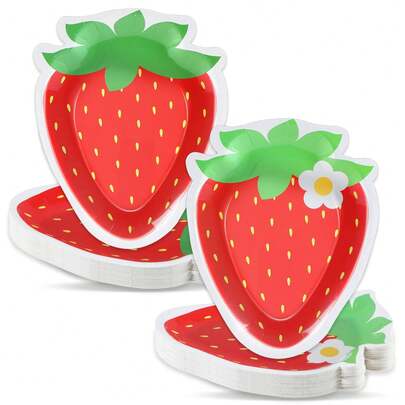 10 piezas/20 piezas/40 piezas/50 piezas, Servilletas de fiesta con estampado de fresas rojas, decoraciones para fiestas de primer cumpleaños con tema de fresas, toallas de papel rojas con bayas dulces para primer cumpleaños, primavera, servilletas desechables para baby shower y fiestas