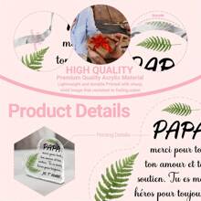 2D-Acryl-Dekorplatte mit französischem Text "Ich liebe dich Papa", herzförmiges 2D-Design, ohne Batterien, Heim- und Bürodekoration, klassisches Geschenk für das ganze Jahr, flach 2D