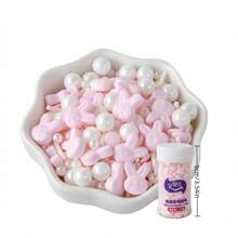 85g Wielkanocne dekoracje na ciasto, artykuły do pieczenia, słodkie artykuły dekoracyjne DIY, w tym różowe i niebieskie uszy króliczka, marchewki, papilotki do babeczek