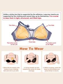 Cuscinetti adesivi push-up ultra per reggiseno, inserti per reggiseno adesivi su entrambi i lati, reggiseno adesivo per reggiseni sportivi e costumi da bagno (Media, Beige)