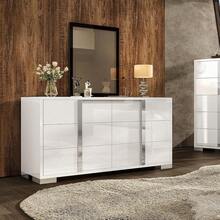 Glossy 6-Drawer Dresser With Silver Grooved Handles, Modern Storage Chest With Wide Tabletop, For Bedroom, Dressing Room & Living Room - 白色 - 查看 1