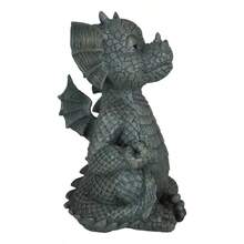 Estatua decorativa de dragón bebé grosero sentado con gesto obsceno, 10.034 cm de altura, para decoración de jardín de hadas - como en la foto - Ver 6