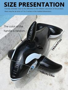 1pcsPVC Inflatable Water Float Ride Pool, Black Whale Float Bed, Hammock, Water Lounge Chair Beach Essentials Swimming Games, Beach Accessories - Multicolor - View 7