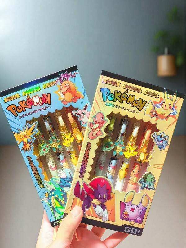 pokemon طقم من 6 أنماط من الأقلام المحايدة، أقلام مع شخصيات أنمي، قلم أسود 0.5 مم، مجموعة أدوات مكتبية، لعبة بوكيمون بيكاتشو، بوكيمون، بيكاتشو، عيد ميلاد بوكيميون، بطاقة بوكيومون ، هدايا العودة إلى المدرسة