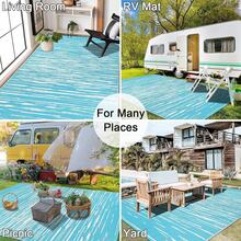 HEBE Outdoor Rug Waterproof For Patios, Reversible Plastic Straw Rug Camping Carpet, Indoor Outdoor Area Rugs Patio Mats For RV,Picnic,Backyard,Deck,Balcony,Porch - Blue - View 6