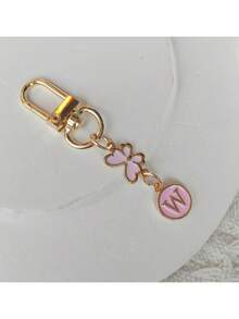 1 件金色蝴蝶字母钥匙扣、合金首字母情侣钥匙扣、背包配件 - 粉色 - 查看 11