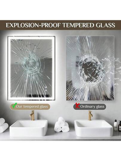 Bathroom Spiegel Lighting, LED Verlichting s, Dimmable, Tempered Glass Explosion Proof, Touch Switch, Memory Function, Fog Free, view 2