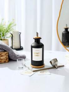 1pc 12OZ/350ML Mouthwash Dispenser, Coffee Syrup Bottle, Soy Sauce Vinegar Bottle, Bathroom Glass Mouthwash Rinser With Stainless Steel & Bamboo Sprout, Reusable Mouthwash Cup, Bamboo Tray And Stickers - Multicolor - View 14