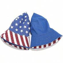 Reversible Bucket Hat For Women, Cute Beach Fisherman Style - American Flag - View 4