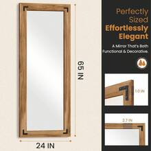 Espejo de Body entero con marco de madera, de 65 "X 24" Espejo de piso de madera maciza para granja, baño, dormitorio, colgante o de pie montado en la pared - Multicolor - Ver 6