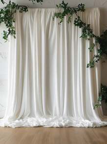 1 pieza Cortina de fondo para ceremonia de boda de satén blanco romántico de poliéster en 3 tamaños (27.5in X118.4in - 78.7in X78.7in X120.2in), adecuada para bodas, fiestas de boda, cumpleaños, aniversarios, San Valentín, Día de la Madre, Navidad, y celebraciones