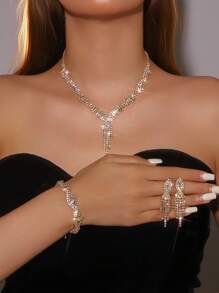 Fashionable Tassel Elegant Jewelry Necklace Set, Minimalist High-End Bridal Jewelry For Daily Wear And Wedding