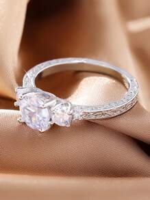 1pc Elegant Zirconia Ring, Luxury Women's Engagement & Proposal Ring, Exquisite Accessory