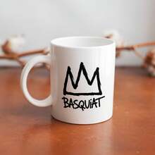 1PC Mugs, 11oz Movetly Mugs, American Jean Michel Artist Basquiat Long Sleeve For Men Retro Graphic Top Funny Creamics Coffee Mugs, Perfect Gift For Men & Women Coffee Cup White Cremics Coffee Accessories Mugs Family Home Decorations, Halloween Wedding Birthday Gifts Idea For Coworker, Husband, Boyfriends, Hand Wash Only, Perfect Gifts For Family Lovers, Teens, Women, Students,, Coffee, Or Tea Lovers - White - View 2