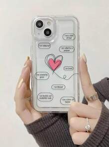 1 Stück Buchstaben- & Herz-Design TPU transparente stoßfeste Handyhülle, geeignet als Urlaubsgeschenk für XS/XS Max/XR/11 12 13 14 15 16 Pro/Pro Max/14 15 16 Plus, kompatibel mit