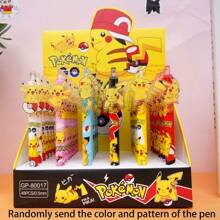 pokemon Pikachu Patch Druck Stift mit 0,5 mm schwarzem Kern, glatte Melodie mit hoher Ästhetik, Cartoon-Motiv, neutral [Stiftfarbe/-muster wird zufällig versendet], Schulmaterial, Rückkehr zur Schule