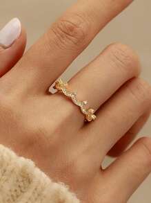 Anillo de corona elegante para mujer, anillo de dedo con cristales estilo lujoso estilo palacio