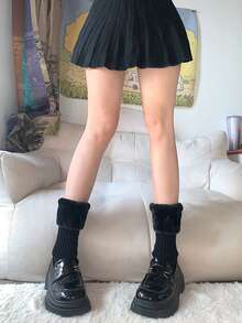 1/3 双女士舒适针织腿套，装饰性腿套袖口，柔软罗纹饰边，完美搭配踝靴，女式腿套，百搭日常穿着 - 短款腿套 - 查看 5