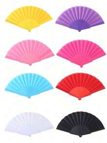 Large Elegant Black Folding Hand Fan With Sound - Nylon Fabric, Nostalgic Design For Kung Fu, Tai Chi, Dance And Sports Performances - The Perfect Gift For Men And Women Summer Cooling,Beach,Travel - 白色 - 查看 5