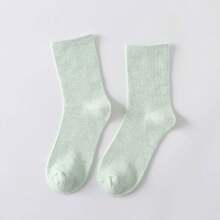 Bộ 5 đôi tất len dày dặn ấm áp mùa đông cho nữ, tất ống cỡ trung bằng vải nhung mềm mại, chống lạnh, tất mùa thu - Rượu sâm banh - Xem 6